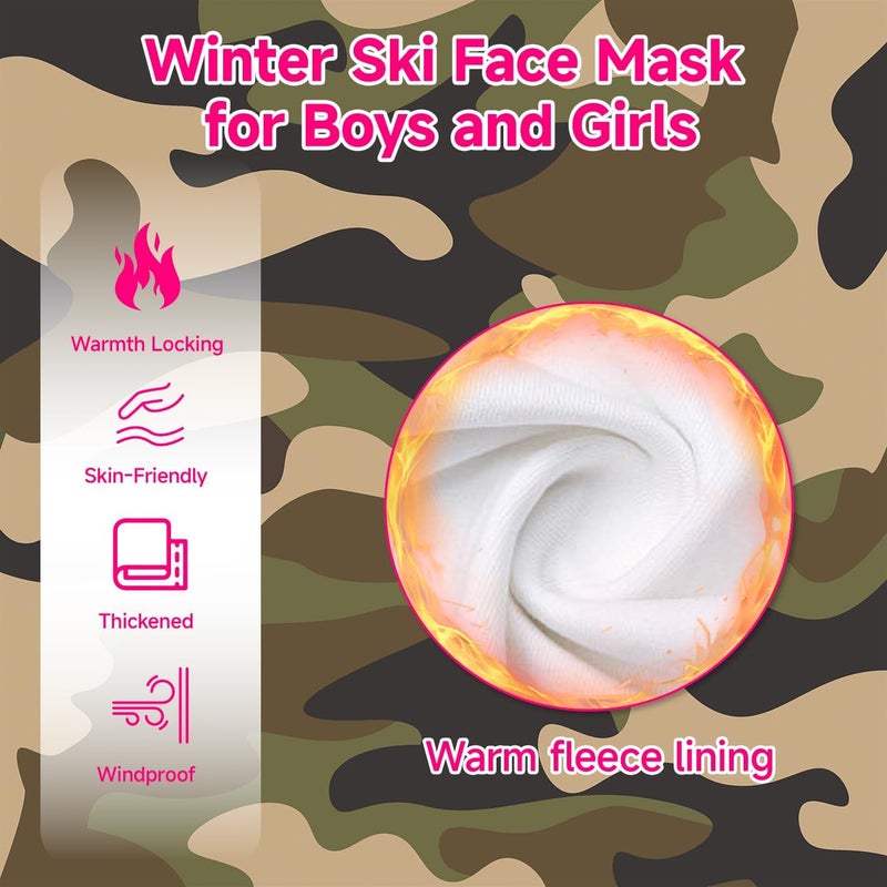 Wandx Winter Kids Balaclava Face Mask Full Fleece Gaiter Ski Mask Neck Warmer for Cold Weather Windproof Face Cover for Boys Girls - Image 2